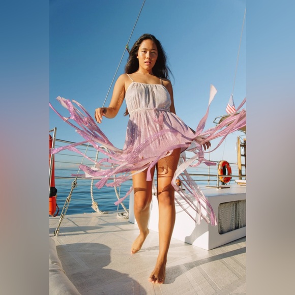 NWT - Sundress X Anthropologie Nicole Purple Ombré Sequin Fringe Dress - Picture 3 of 10